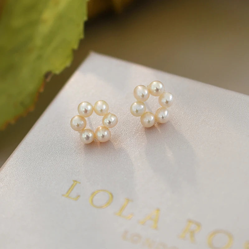 Freshwater Pearl Earrings 925 Sterling Silver Jewelry Gift for Women