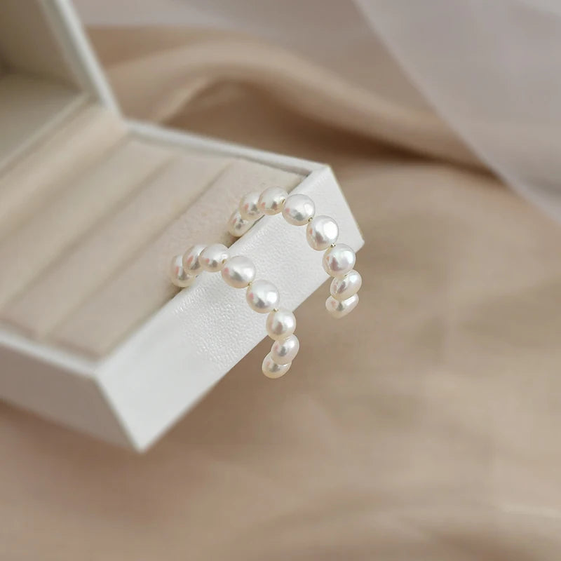 Freshwater Pearl Earrings 925 Sterling Silver Jewelry