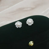 Freshwater Pearl Earrings 925 Sterling Silver Shell Flower Jewelry