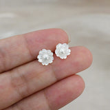 Freshwater Pearl Earrings 925 Sterling Silver Flower Jewelry