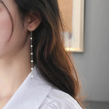 Freshwater Pearl Earrings 925 Silver Starry Tassels Long Girls