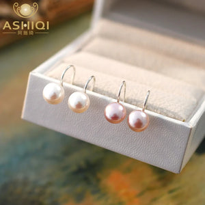 Freshwater Pearl Earrings 925 Sterling Silver Jewelry Gift