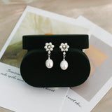 Freshwater Pearl Flowers Earrings 925 Sterling Silver Jewelry for Women