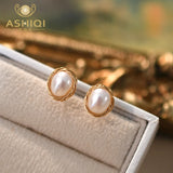 Freshwater Pearl Silver Stud Earrings for Women