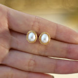 Freshwater Pearl 925 Silver Stud Earrings Women's Jewelry Gift
