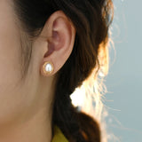Freshwater Pearl 925 Silver Stud Earrings Women's Jewelry Gift