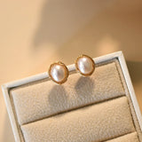 Freshwater Pearl 925 Silver Stud Earrings Women's Jewelry Gift