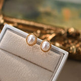 Freshwater Pearl 925 Silver Stud Earrings Women's Jewelry Gift