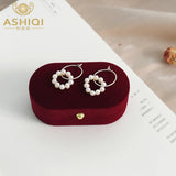 Freshwater Pearl Hoop Earrings 925 Silver Jewelry for Women Wedding