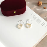 Freshwater Pearl Hoop Earrings 925 Silver Jewelry for Women Wedding