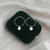 Freshwater Pearl Hoop Earrings 925 Silver Women's Jewelry