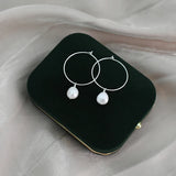 Freshwater Pearl Hoop Earrings 925 Silver Women's Jewelry