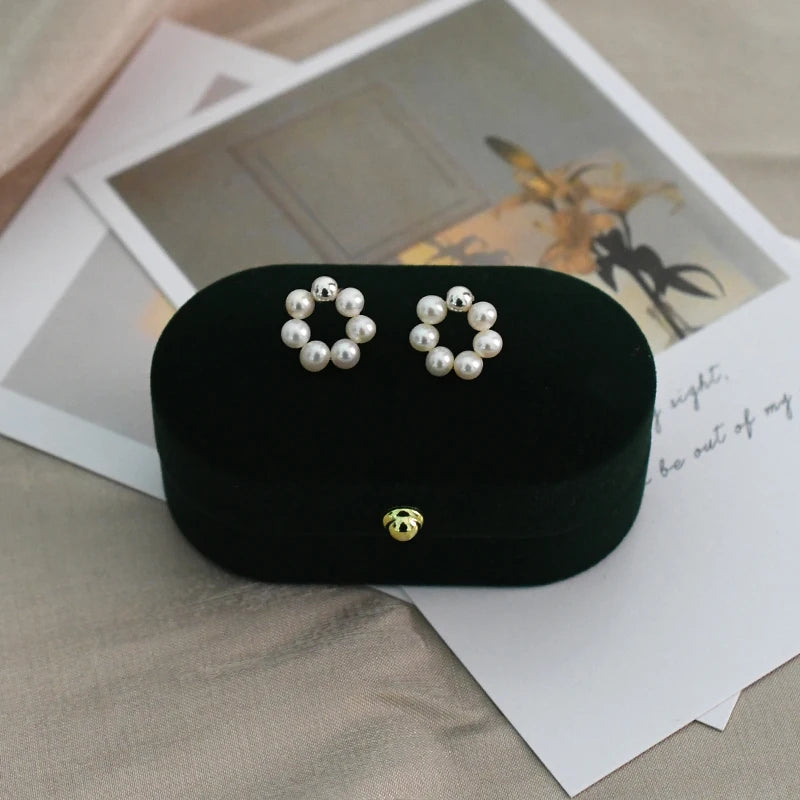Freshwater Pearl Korea Earrings 925 Silver Small Gift for Girls