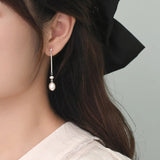 Freshwater Pearl Long Earrings 925 Sterling Silver Jewelry