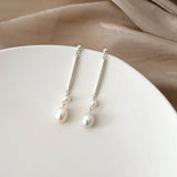 Freshwater Pearl Long Earrings 925 Sterling Silver Women's Jewelry