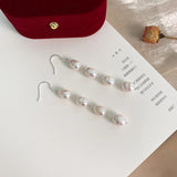 Freshwater Pearl Long Earrings 925 Sterling Silver Women's Jewelry Gift