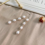 Freshwater Pearl Long Earrings 925 Sterling Silver Women's Jewelry Gift