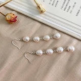 Freshwater Pearl Long Earrings 925 Sterling Silver Women's Jewelry Gift