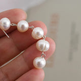 Freshwater Pearl Long Earrings 925 Silver Jewelry Women Gift
