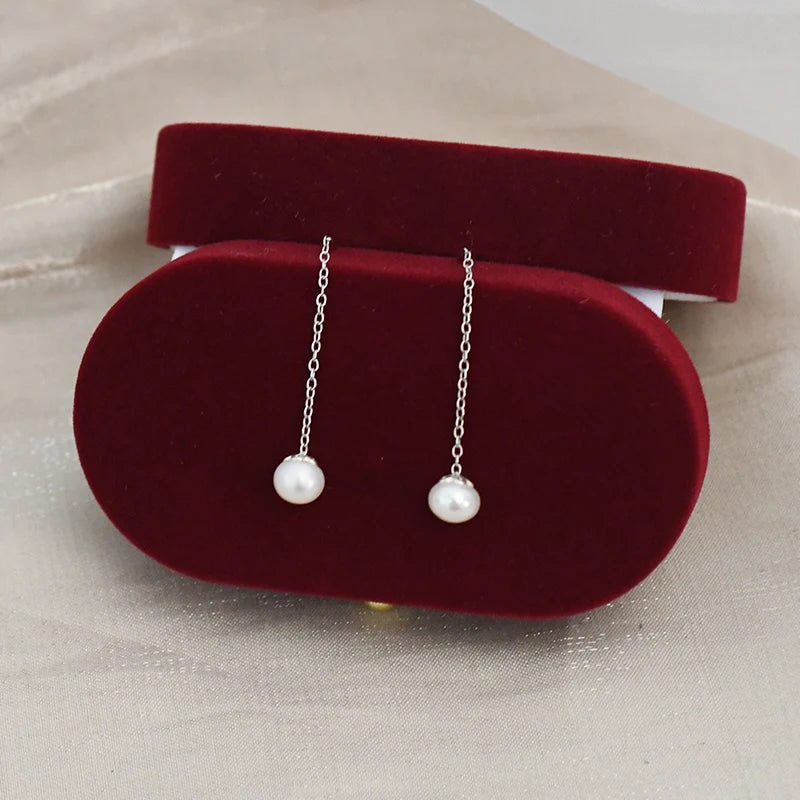 Freshwater Pearl Long Earrings 925 Silver Jewelry for Women