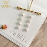 Freshwater Pearl Long Earrings 925 Sterling Silver Natural Growth Pattern
