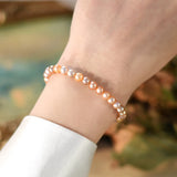 Freshwater Pearl Bracelet 925 Sterling Silver Button Jewelry for Women