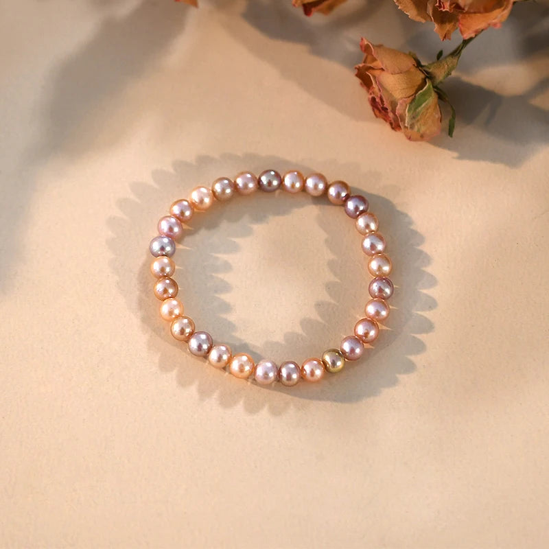 Freshwater Pearl Bracelet 925 Silver Button Jewelry Women