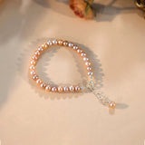 Freshwater Pearl Bracelet 925 Silver Button Jewelry Women