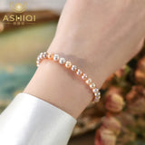 Freshwater Pearl Bracelet 925 Silver Button Jewelry Women