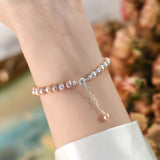 Freshwater Pearl Bracelet 925 Sterling Silver Button Jewelry for Women