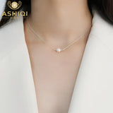 Freshwater Pearl Necklace 925 Sterling Silver Chain Jewelry Girls Women