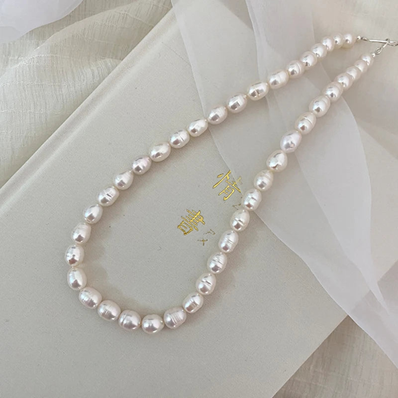 Freshwater Pearl Necklace 925 Sterling Silver Jewelry for Women Gift