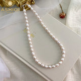 Freshwater Pearl Necklace 925 Sterling Silver Jewelry for Women Gift