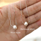 Freshwater Pearl Necklace 925 Silver Chain Jewelry Women