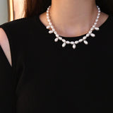 Natural Freshwater Pearl Necklace 925 Silver Clasp Growth Pattern Jewelry