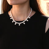 Natural Freshwater Pearl Necklace 925 Silver Clasp Growth Pattern Jewelry