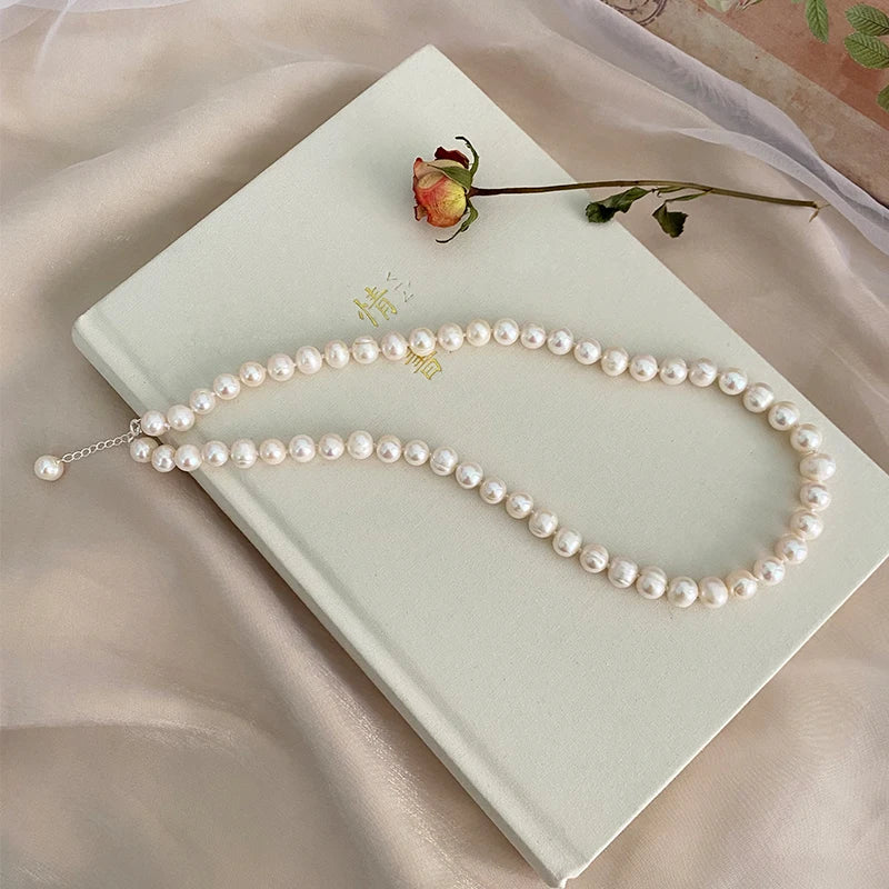 Freshwater Pearl Necklace 925 Silver Jewelry for Women