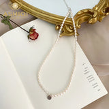 Freshwater Pearl Necklace 925 Silver Heart Jewelry for Women
