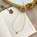 Freshwater Pearl Necklace 925 Silver Heart Jewelry for Women