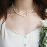 Freshwater Pearl Necklace 925 Silver Heart Jewelry for Women