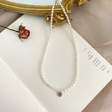 Freshwater Pearl Necklace 925 Silver Small Heart Jewelry