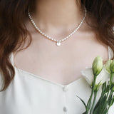 Freshwater Pearl Necklace 925 Silver Heart Jewelry for Women