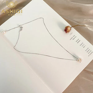 Natural Freshwater Pearl Necklace Pendant 925 Sterling Silver Chain