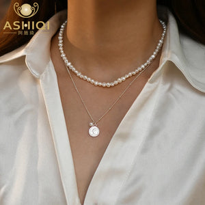 Freshwater Pearl Necklace Silver Queen Pendant Women Jewelry Gift