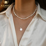 Freshwater Pearl Necklace Silver Queen Pendant Women Jewelry Gift