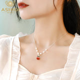 Freshwater Pearl Peach Pendant Choker Necklace 925 Sterling Silver