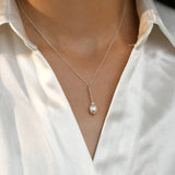 Freshwater Pear Pendant Necklace 925 Sterling Silver