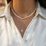 Freshwater Pear Pendant Necklace 925 Sterling Silver