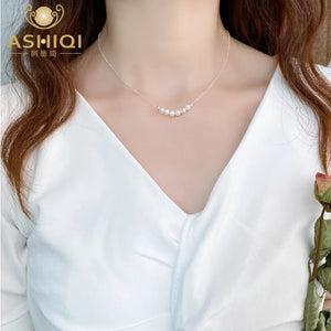 Freshwater Pearl Pendant Necklace 925 Sterling Silver Women Gift