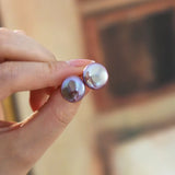 Purple Freshwater Pearl Sterling Silver Earrings Women